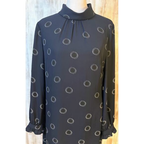 Hobbs London Navy Clarice Polka Dot Print Long Sleeve Shift Dress US Size 6 - Picture 2 of 10